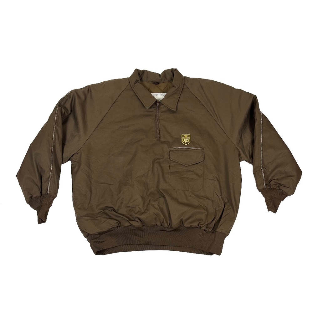 Vintage UPS United Parcel Service G.A. Rivers 1/4 Zip Quilted Jacket Reflective